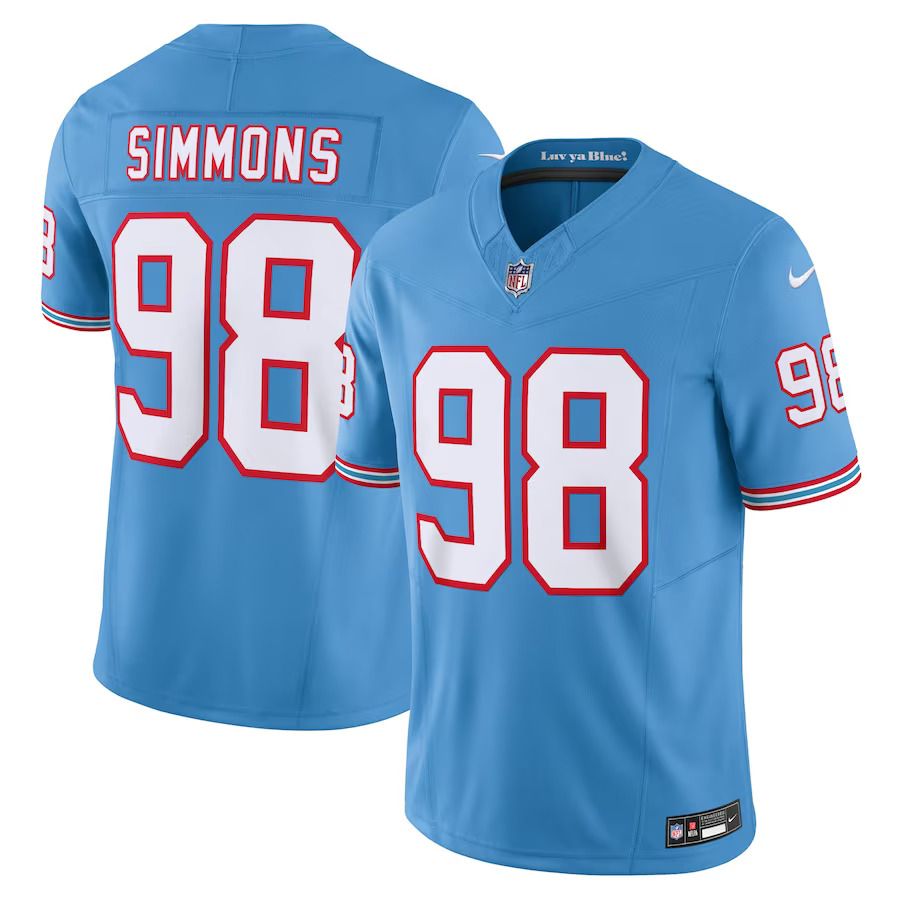 Men Tennessee Titans #98 Jeffery Simmons Nike Light Blue Oilers Throwback Vapor F.U.S.E. Limited NFL Jersey